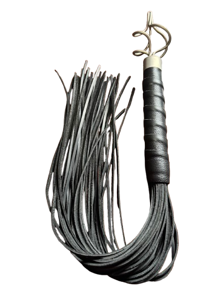 Flogge preto de couro cabo personalido