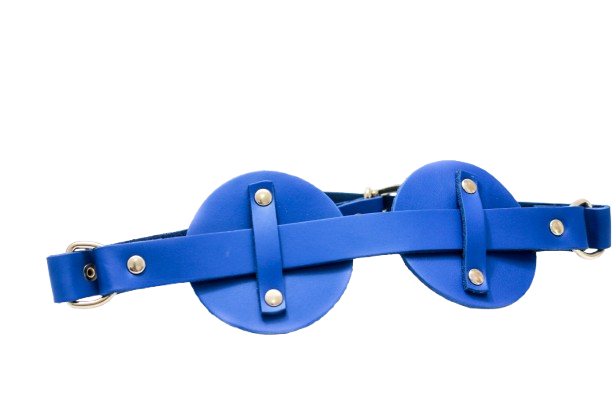 tapa olho de couro azul