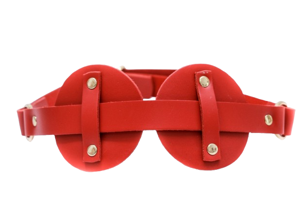 tapa olho de couro vermelho